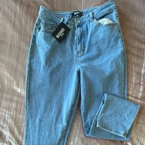 High waisted stretch mom jeans